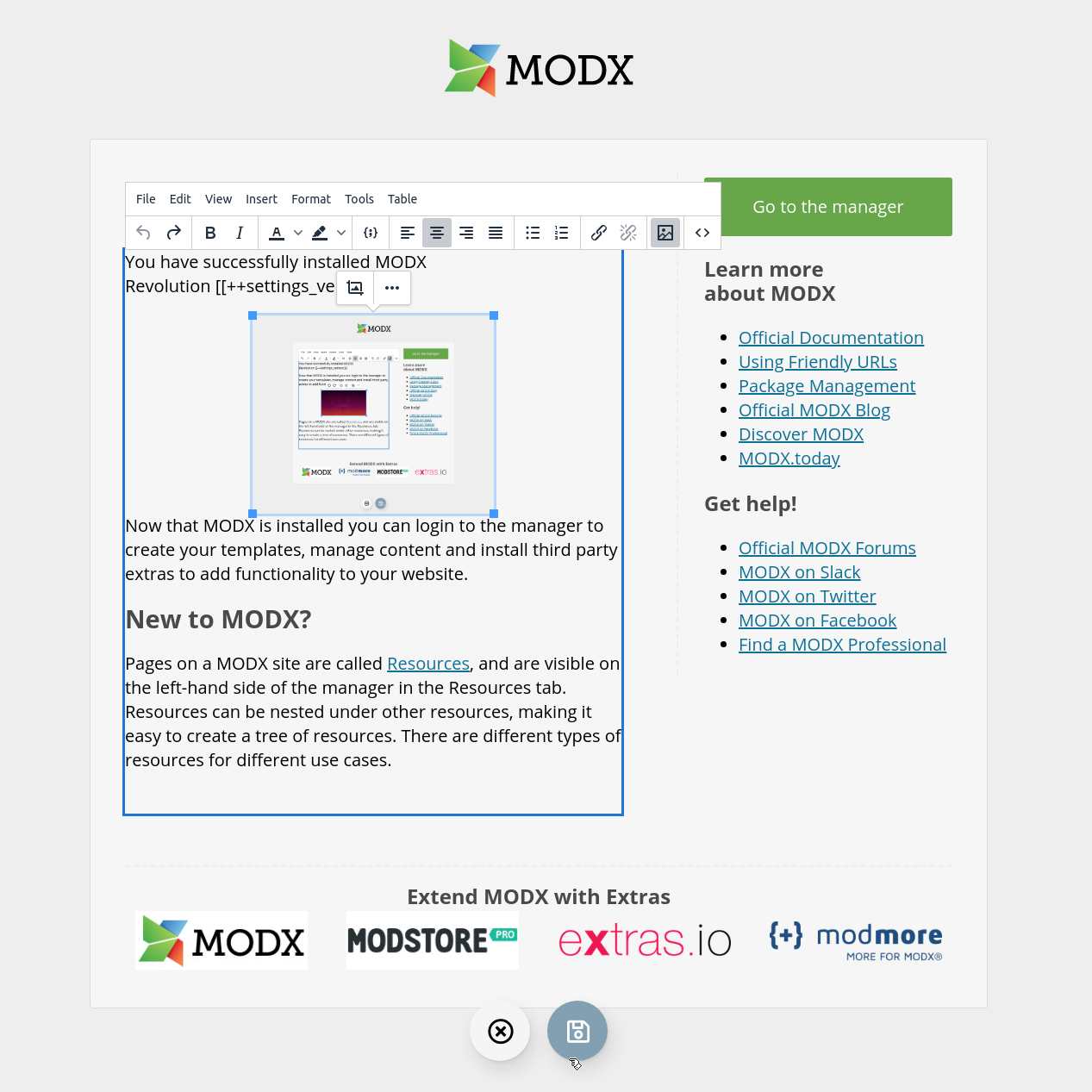 MODX Extras | Frontend Editor 1.2.2-pl
